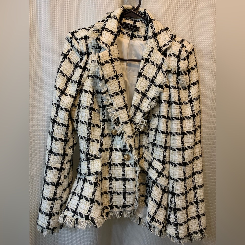 Tweed blazer with fringe and Gold buttons